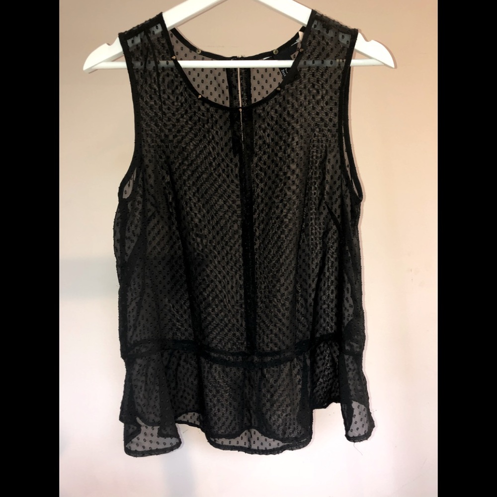 H&M Black Polka Dot Sheer Top
